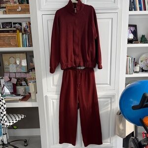 Zara Maroon Track Pants and Jacket Set